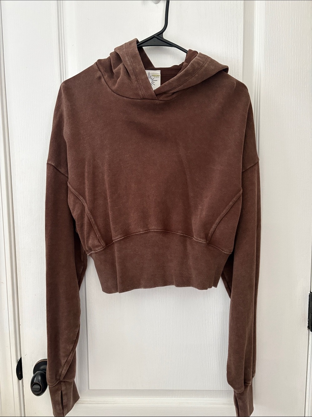 aerie Cropped Hoodie in Chocolate Brown